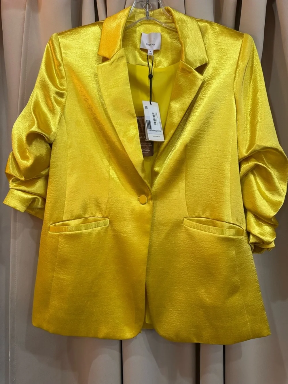 cinq a sept Satin One-Button Blazer Jacket - Yellow NWT $495 size 8 - Picture 2 of 5